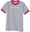 No Soup For You - Adult Ringer Heather Grey/Red Tee