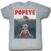 Popeye Shirt Beware of Popeye Adult Heather Grey T-Shirt Tee