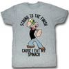 Popeye Shirt Strong Adult Grey Heather T-Shirt Tee