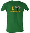 Popeye T-shirt I Love Spinach Adult Kelly Green Tee Shirt