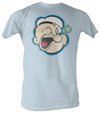 Popeye T-shirt The Sailorman Head 2  Adult Light Blue Tee Shirt