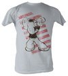 Popeye T shirt The Sailorman Red Stripes Adult Silver Tee Shirt