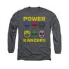 Power Rangers Shirt Heads Long Sleeve Charcoal Tee T-Shirt