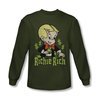 Richie Rich Shirt Logo Long Sleeve Olive Green Tee T-Shirt