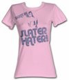 Saved By The Bell Juniors Shirt Slater Hater Pink Tee T-Shirt