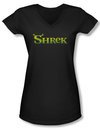 Shrek Shirt Juniors V Neck Logo Black Tee T-Shirt