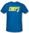 Slap Shot T-shirt Hockey Chiefs Logo Adult Royal Blue Slim Fit Shirt