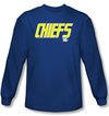 Slap Shot T-shirt Hockey Chiefs Logo Royal Blue Long Sleeve Shirt