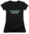 The Amazing Race Juniors V Neck Shirt Bar Logo Black T-Shirt