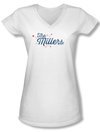 The Millers Shirt Juniors V Neck Logo White Tee Shirt