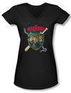 The Warriors Shirt Juniors V Neck Shield Black Tee T-Shirt