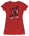 They Live  Juniors Shirt Graphic Poster Red T-Shirt