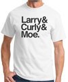 Three Stooges Adult Tee - Larry &amp; Curly &amp; Moe White Shirt