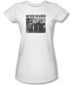 Three Stooges Junior Shirt Never Scared White Tee T-Shirt