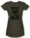 Three Stooges Juniors Shirt Moe Money Funny Green Tee T-shirt