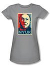 Three Stooges Juniors Shirt NYUK Funny Silver Tee T-shirt