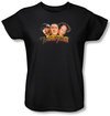 Three Stooges Ladies Shirt Head Logo Funny Black Tee T-shirt