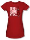 Three Stooges Shirt Juniors Three Dumb NYUKS Red Tee T-Shirt