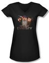 Three Stooges Shirt Juniors V Neck NYUK Dynasty Black Tee T-Shirt