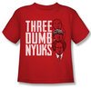 Three Stooges Shirt Kids Three Dumb NYUKS Red Youth Tee T-Shirt