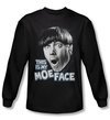 Three Stooges Shirt Moe Face Black Long Sleeve Tee T-Shirt