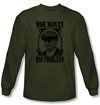 Three Stooges Shirt Moe Money Funny Adult Green Long Sleeve T-Shirt