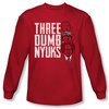 Three Stooges Shirt Three Dumb NYUKS Long Sleeve Red Tee T-Shirt