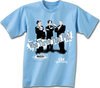 Three Stooges T-shirt Who Threw That Pie Adult Funny Blue Tee Shirt