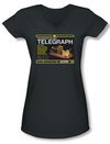 Warehouse 13 Shirt Juniors V Neck Telegraph Island Charcoal Tee Shirt