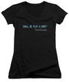 WarGames  Juniors V Neck Shirt Shall We Play A Game? Black T-Shirt