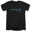 WarGames  Slim Fit V-Neck Shirt Shall We Play A Game? Black T-Shirt