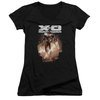 X-O Manowar Juniors V Neck Shirt Lightning Sword Black T-Shirt