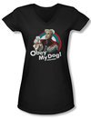 Zoolander Shirt Juniors V Neck Obey My Dog Black Tee T-Shirt