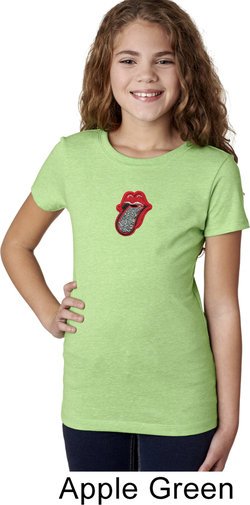 Crystal Tongue Patch Middle Print Girls Shirt