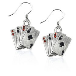Aces Charm Earrings in Silver