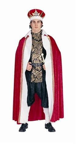 Adult King's Robe Costume - Red, Panne Velvet