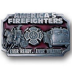 Alternate American Fire Fighters Enameled Belt Buckle