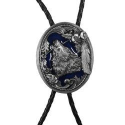 Alternate Howling Wolf Large Bolo Tie