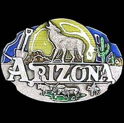 Arizona Howling Wolf Enameled Belt Buckle