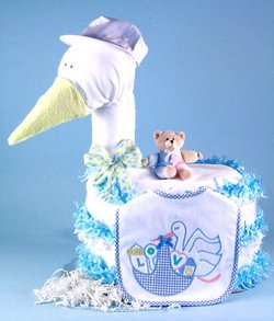 Baby Boy Stork Diaper Cake Gift