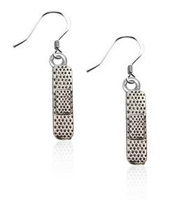 Band Aid Charm Earrings in Silver