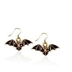 Bat Charm Earrings in Gold