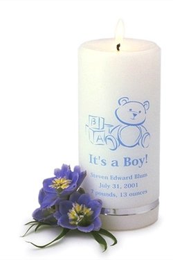 Birth Announcement Personalized Candle - It's a Boy