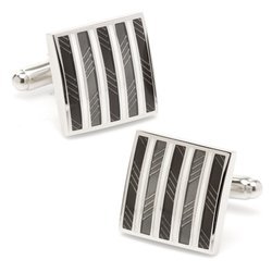 Black and White Striped Square Cufflinks