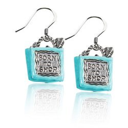 Born to Shop Bag Charm Earrings in Silver