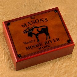 Cabin Series Personalized Humidor - Moose