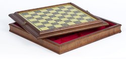 Cabinet Chess Board w/<BR>Etched Brass Board