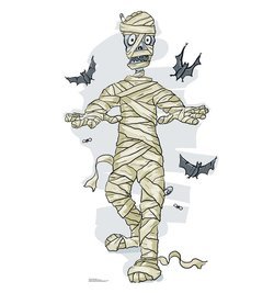 Cartoon Mummy & Bats Cardboard Cutout