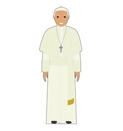 Cartoon Pope in White Cardboard Cutout