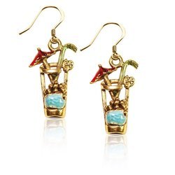 Cocktail Drink Charm Earrings in Gold